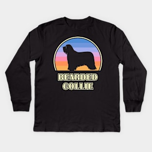 Bearded Collie Vintage Sunset Dog Kids Long Sleeve T-Shirt